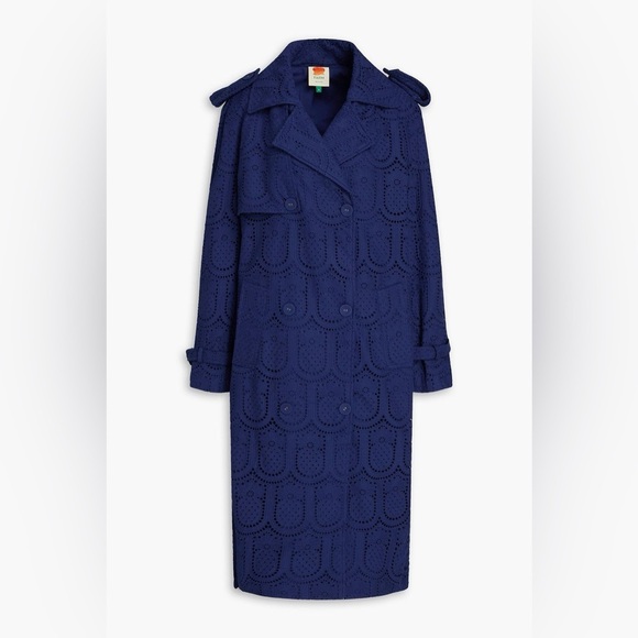 FARM RIO Eyelet Cotton Double-Breasted Trench Coat - Picture 2 of 16